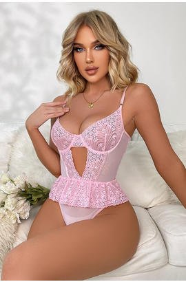 Body sexy décolleté profond à volants volants, découpe