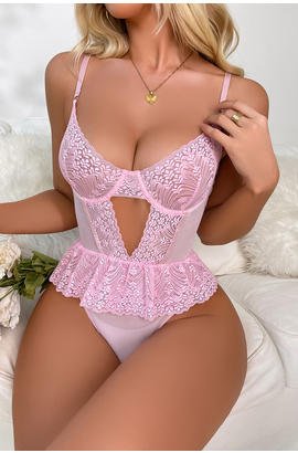 Body sexy décolleté profond à volants volants, découpe