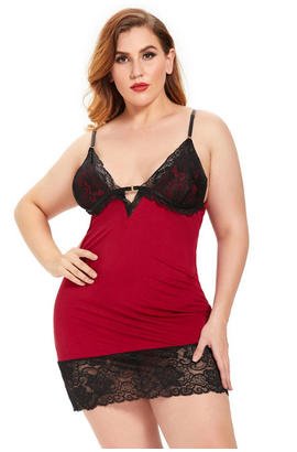 Nuisette dentelle bordeaux grande taille