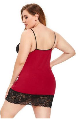 Nuisette dentelle bordeaux grande taille