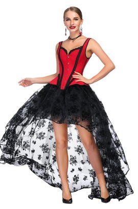 Joli ensemble corset corset bordé de dentelle et robe