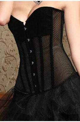Bustier corset sexy en résille noire avec 12 baleines