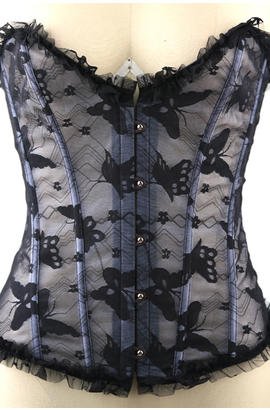 Bustier corset bustier papillon noir à lacets