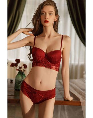 Ensemble soutien-gorge bustier push-up avec dentelle