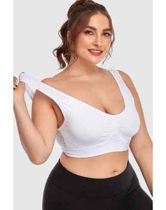 Soutien-gorge de sport taille plus en maille respirante de couleur unie