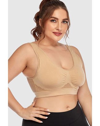 Soutien-gorge de sport taille plus en maille respirante de couleur unie