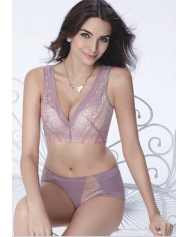 Soutien-gorge balconnet en dentelle florale avec baleines et v col