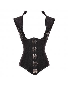Corset sous-poitrine en acier desossé jacquard