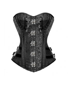 Corset bustier noir style streampunk noble pour femmes