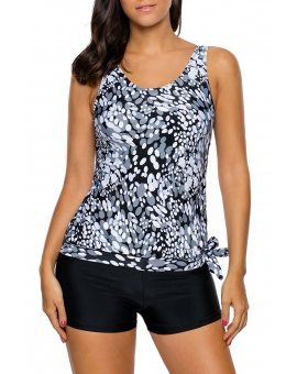 Maillot de bain tankini monochrome blouson imprimé dewdrop