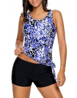 Maillot de bain bleu marine à imprimé de gouttelettes à nuances bleues