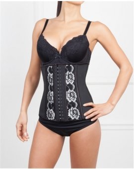 Corset d’entrainement blanc en dentelle florale latex taille cincher
