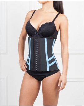 Corset d’entrainement en acier désossées avec une bande élastique bleue clair