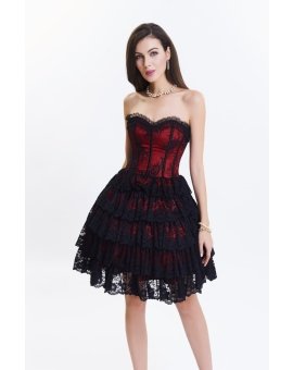 Robe de soirée style lingerie avec corset et volants en dentelle florale